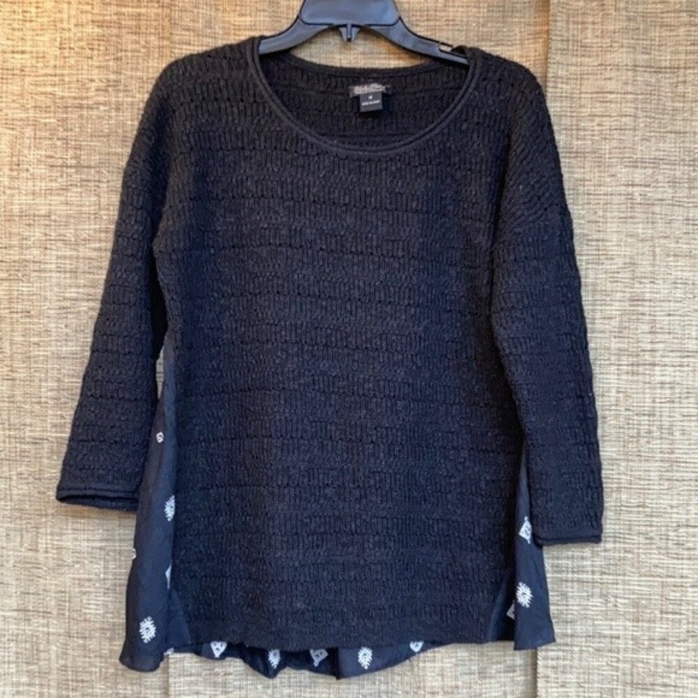 Lucky brand knit top sweater with fabric detail
